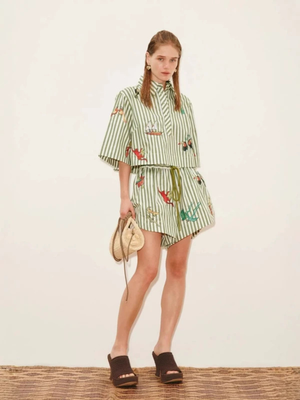 ZARA New Striped Linen Beach Vacation Shorts Set